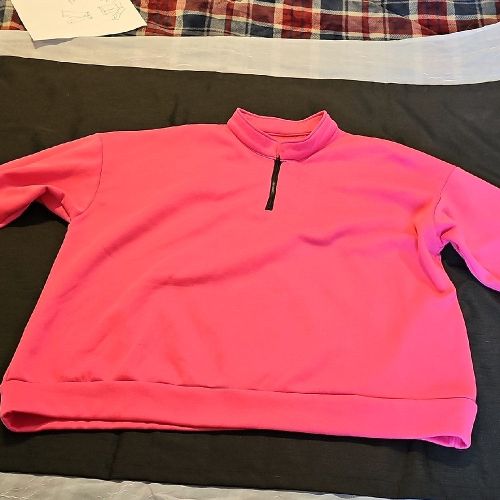 Bright Pink Half-Zip Sweatshirt - Picture 7 of 7